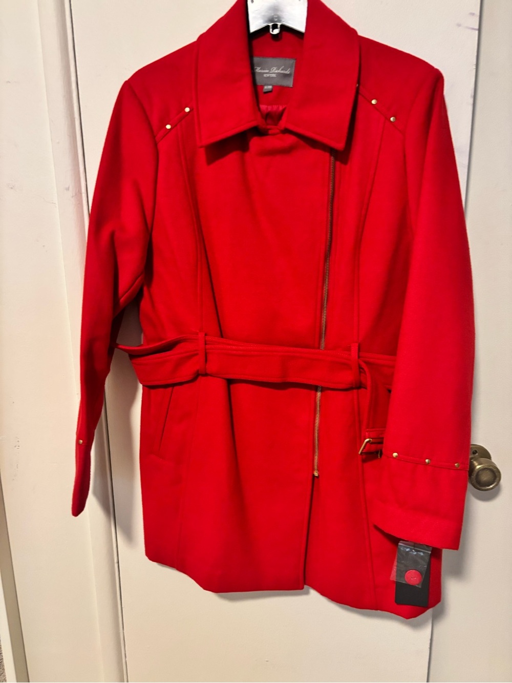 Marvin Richards NY Asymmetrical Studded Wool Blend Trench XL